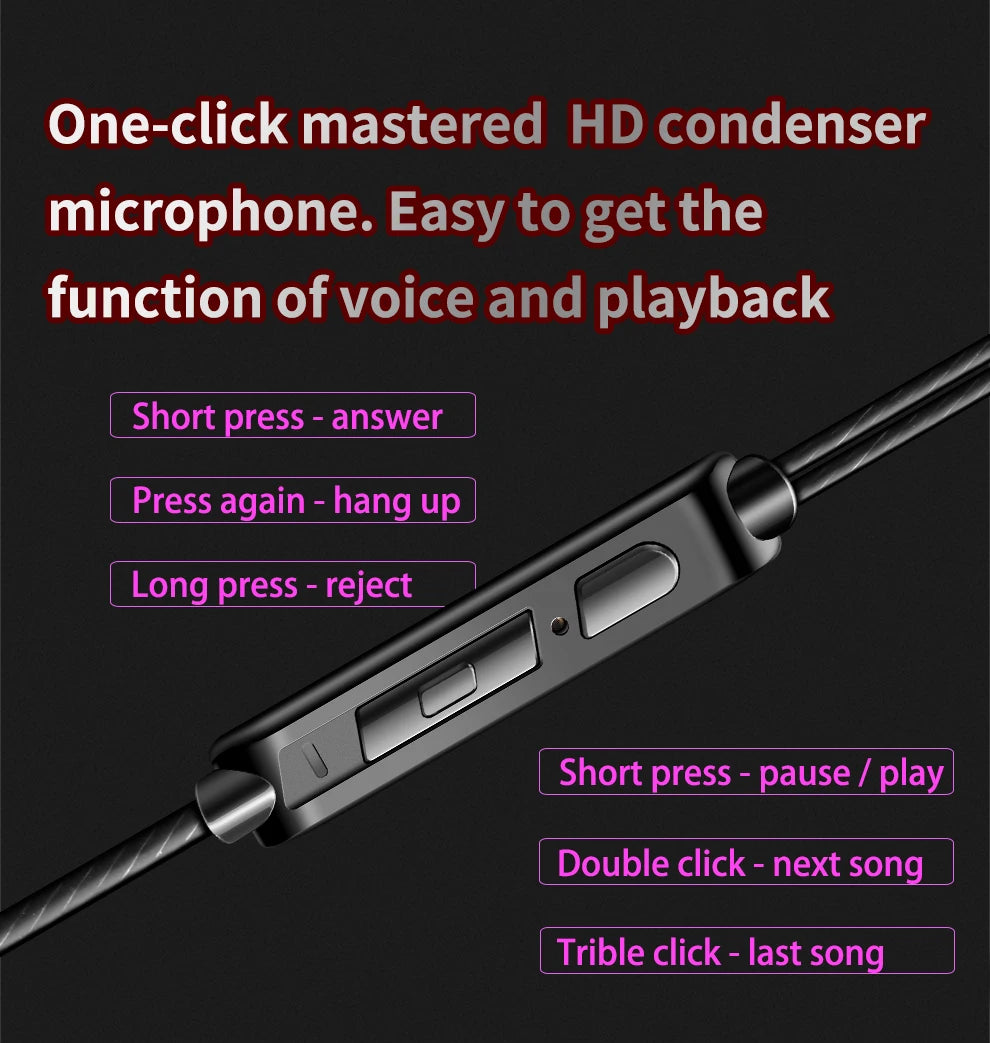 fone de ouvido 6 unidade driver dinâmico fone com microfone estéreo esportes alta fidelidade