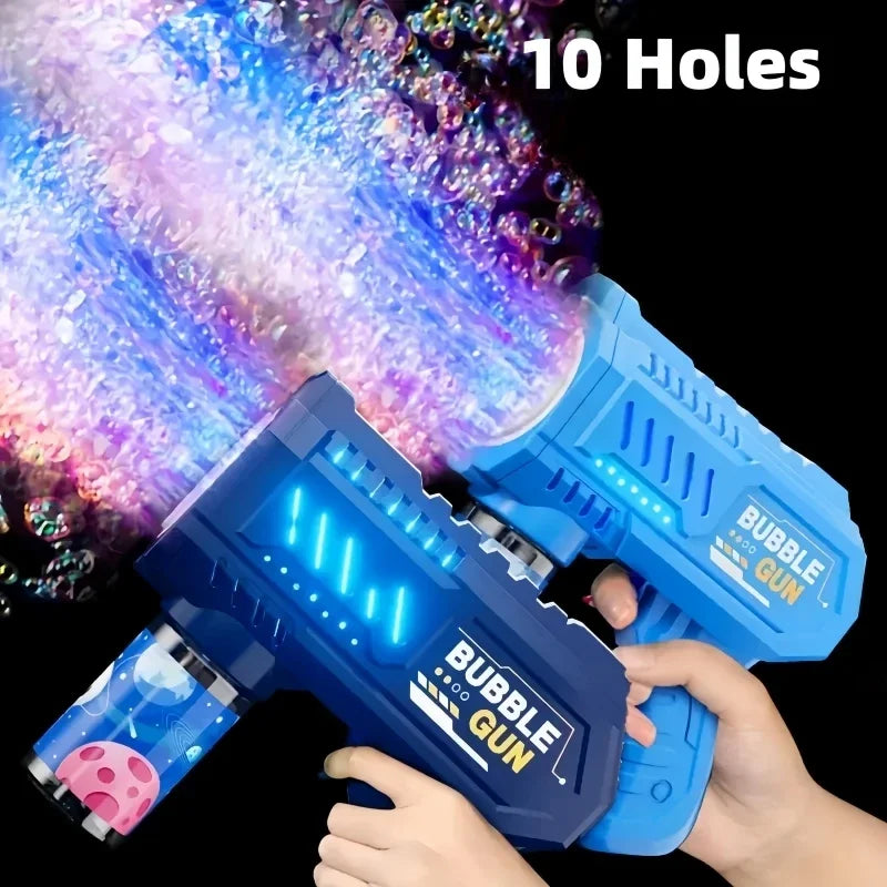 Pistola de bolhas elétrica infantil de 10 furos